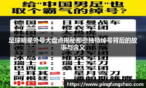 足球明星外号大盘点揭秘那些独特绰号背后的故事与含义